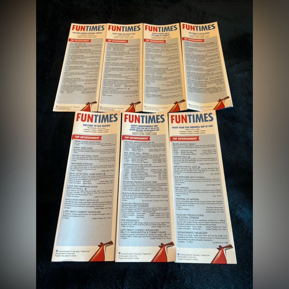 Carnival Cruise Lines Jubilee Fun Times Itineraries